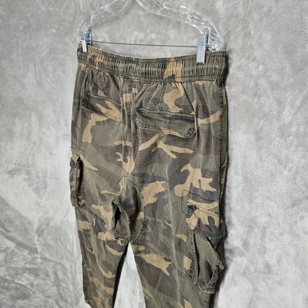 CSG Cargo Jogger Pants Mens 2XL Green Camo Ripstop Cotton Blend Drawstring Gorp